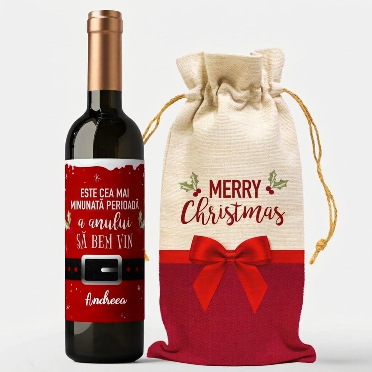 Geschenkset met gepersonaliseerde wijn - Wonderful time