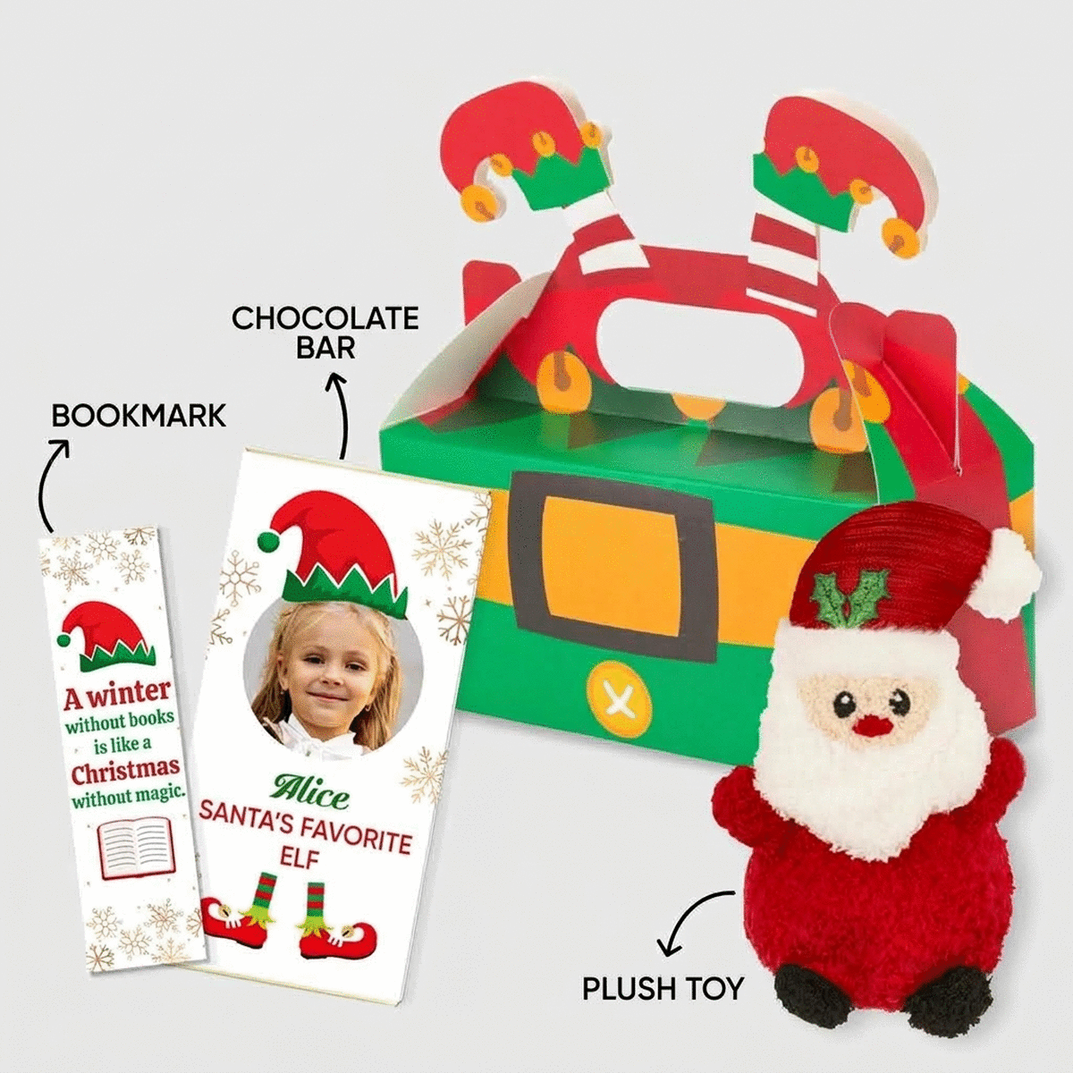 Cadeauset met gepersonaliseerde chocolade - Elf