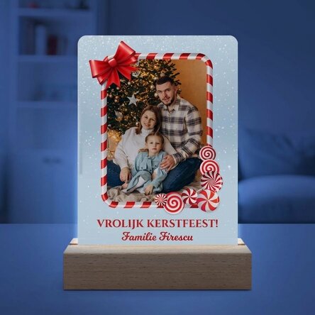 Gepersonaliseerde LED-nachtlamp met een foto en een boodschap - Vrolijk Kerstfeest!