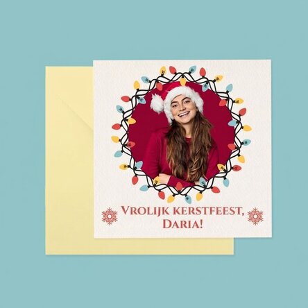 Gepersonaliseerde vierkante kaart met een boodschap en een foto - Kerstmis