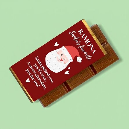 Mini chocolate bar personalised with text - Santa's favourite