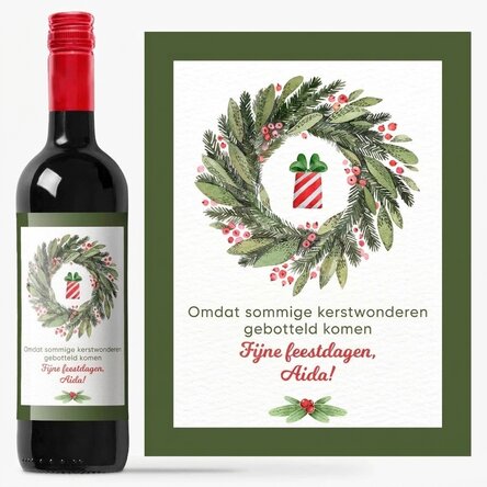 Wijn met gepersonaliseerde boodschap - Fijne feestdagen!