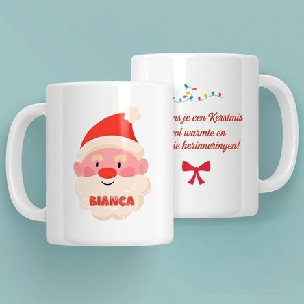 Gepersonaliseerde mok met naam en boodschap - Vrolijk Kerstfeest!