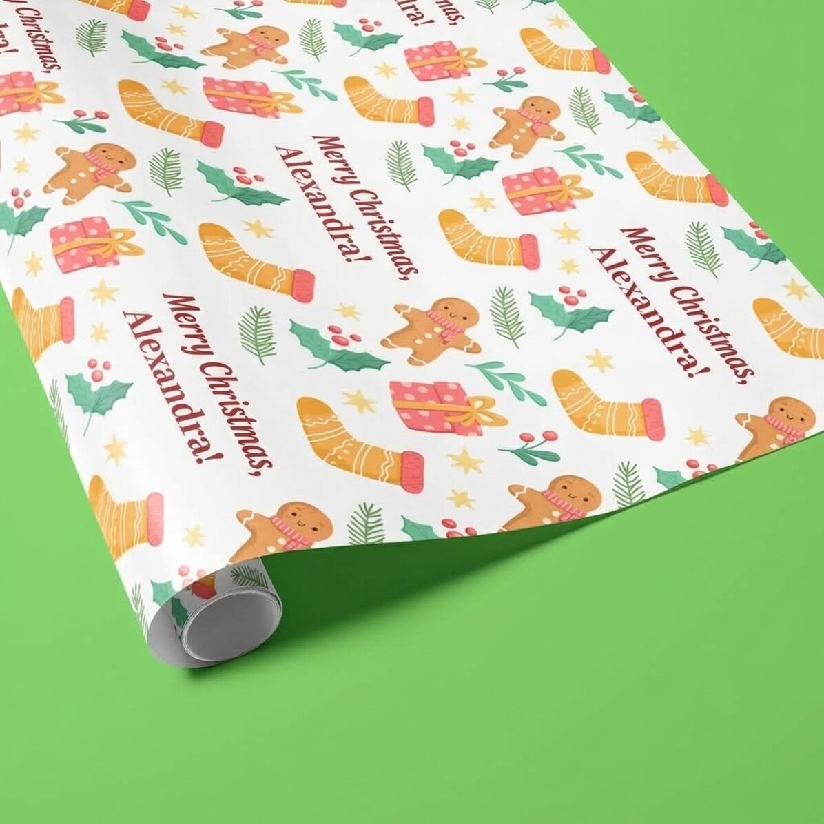 Gepersonaliseerd cadeaupapier met tekst - Gingerbread