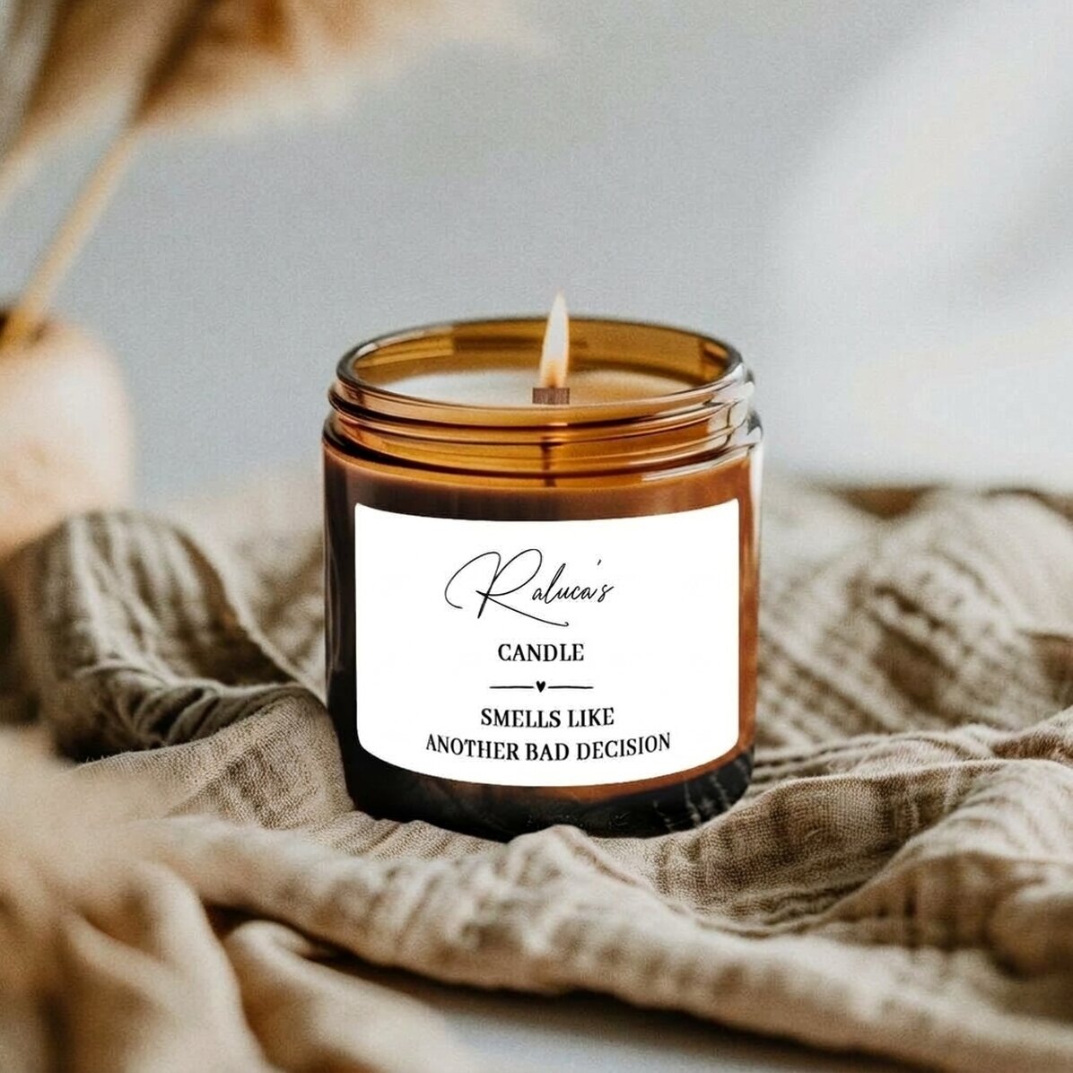Kleine gepersonaliseerde geurkaars met tekst - Smells like