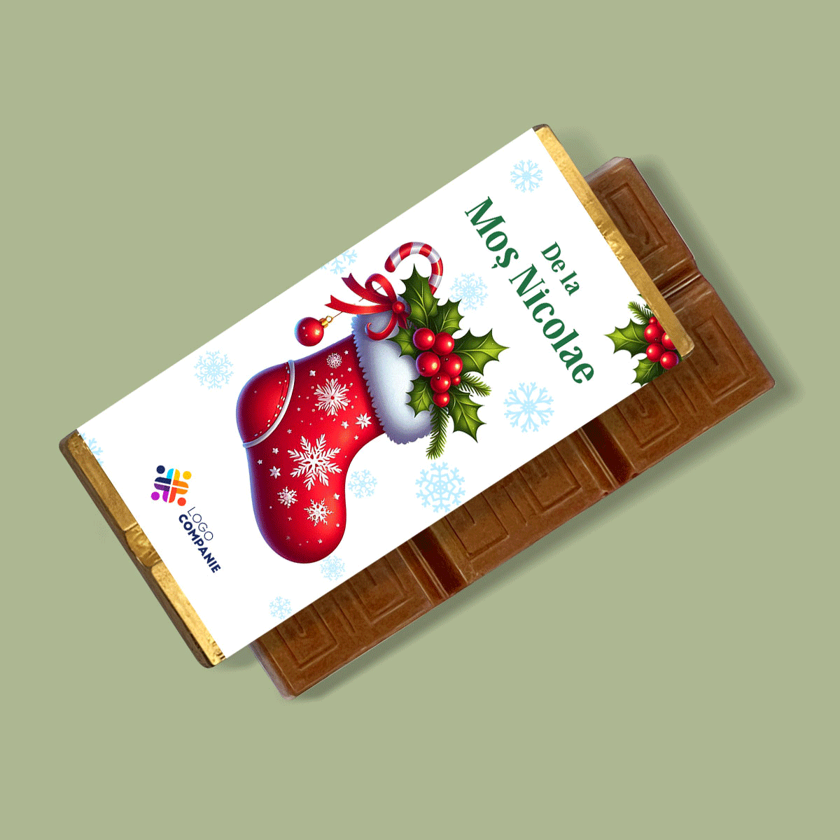 Gepersonaliseerde mini-chocoladereep met logo en boodschap - Sinterklaas