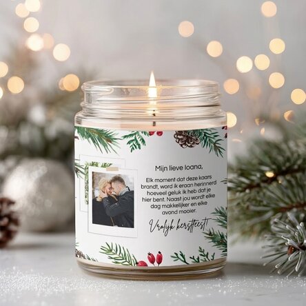 Grote geurkaars, gepersonaliseerd met een foto en tekst - Winter Magic