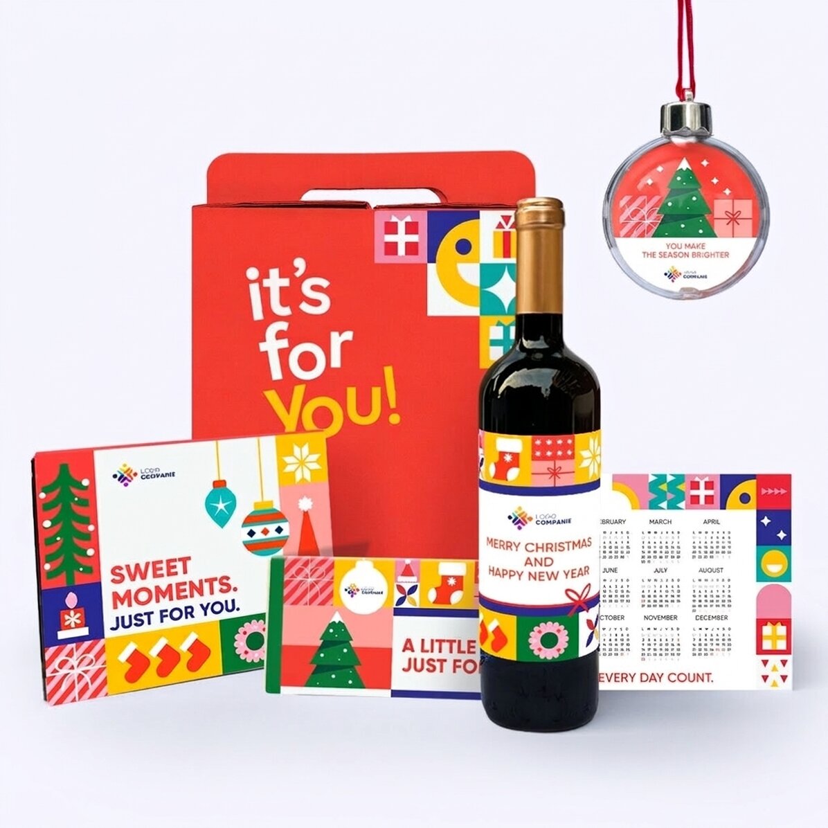 Geschenkdoos - Christmas Joy met producten die zijn gepersonaliseerd met jouw logo