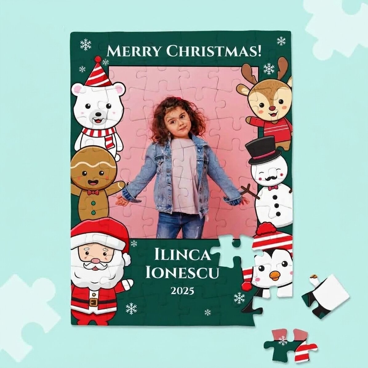 Gepersonaliseerde puzzel met een foto en een boodschap - Kerstmis