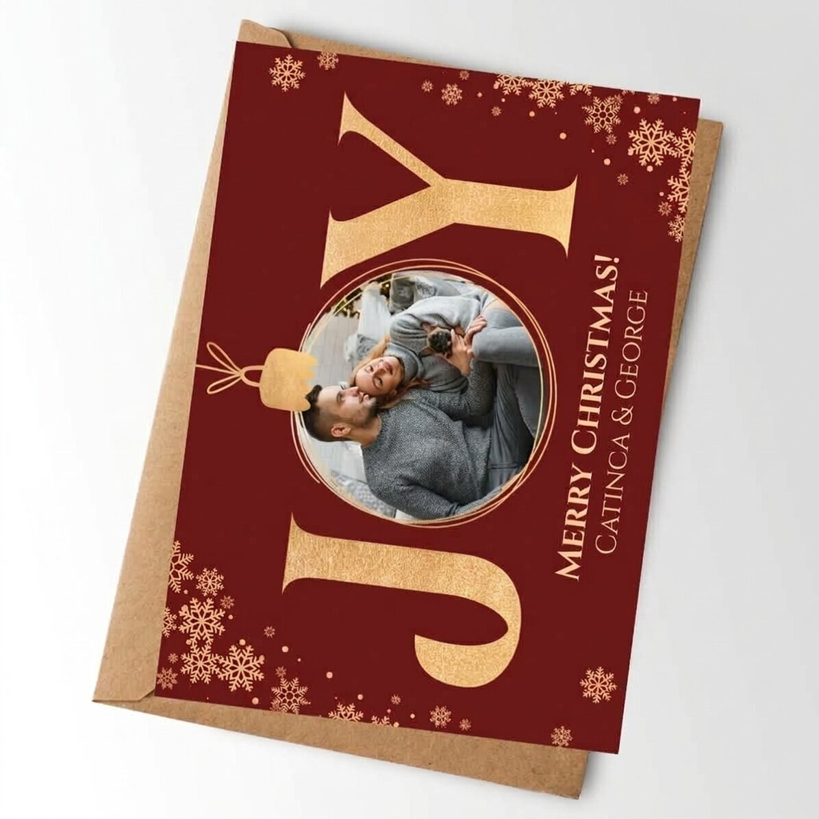 Gepersonaliseerde kaart met foto en boodschap - Merry Christmas!