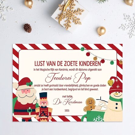 Gepersonaliseerd diploma met tekst - Lijst van de brave kinderen