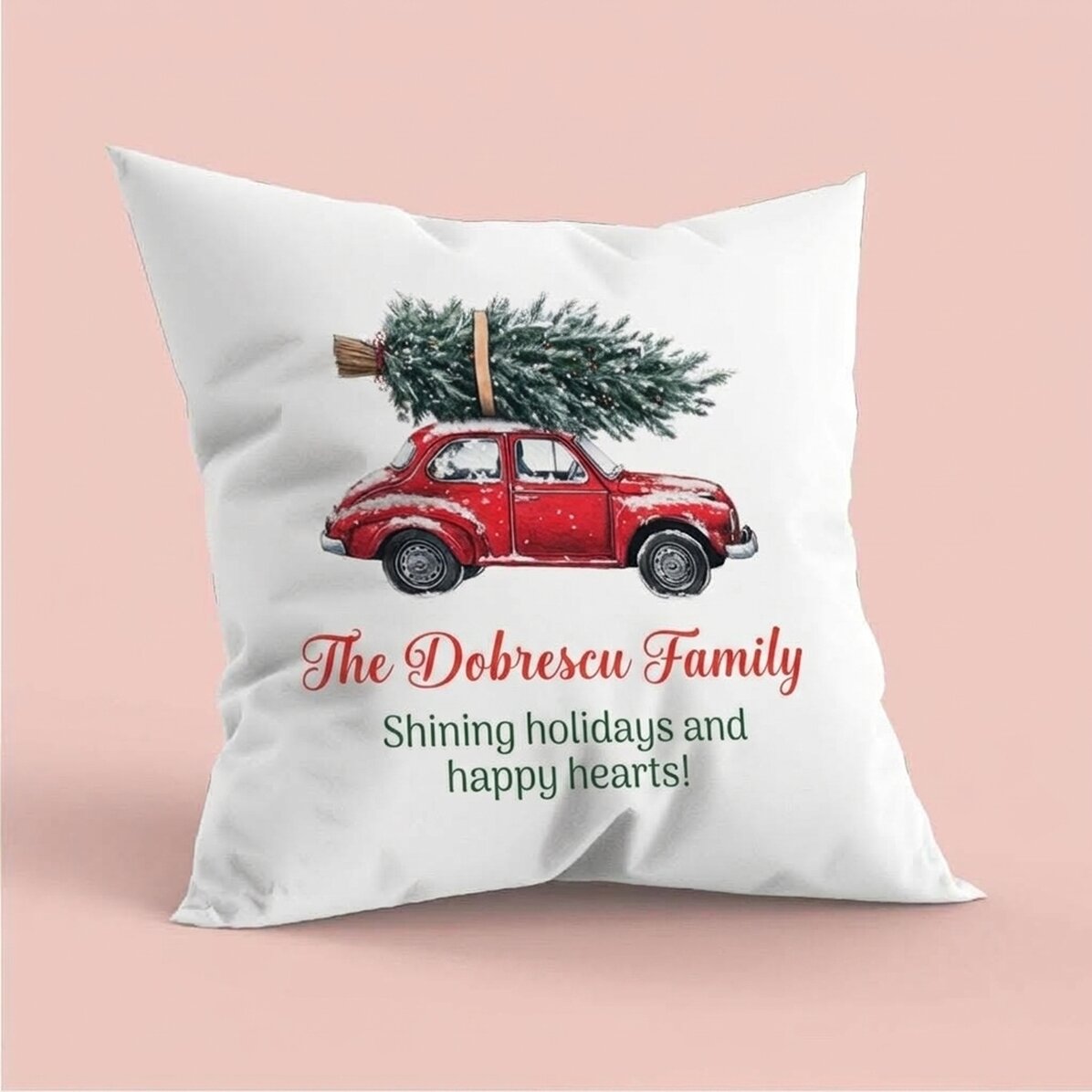 Gepersonaliseerd kussen met tekst - Vintage Christmas