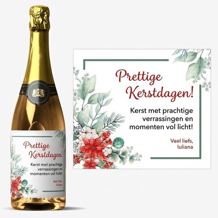 Mousserende wijn met gepersonaliseerde tekst - Kerstmis