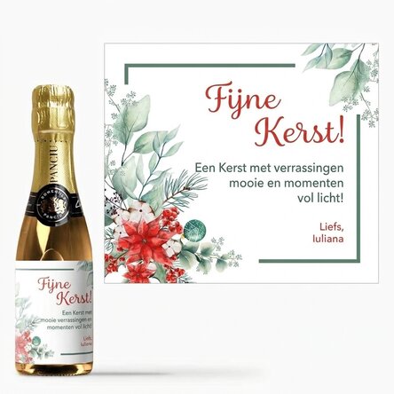 Mini-flesje mousserende wijn, gepersonaliseerd met tekst - Kerstmis