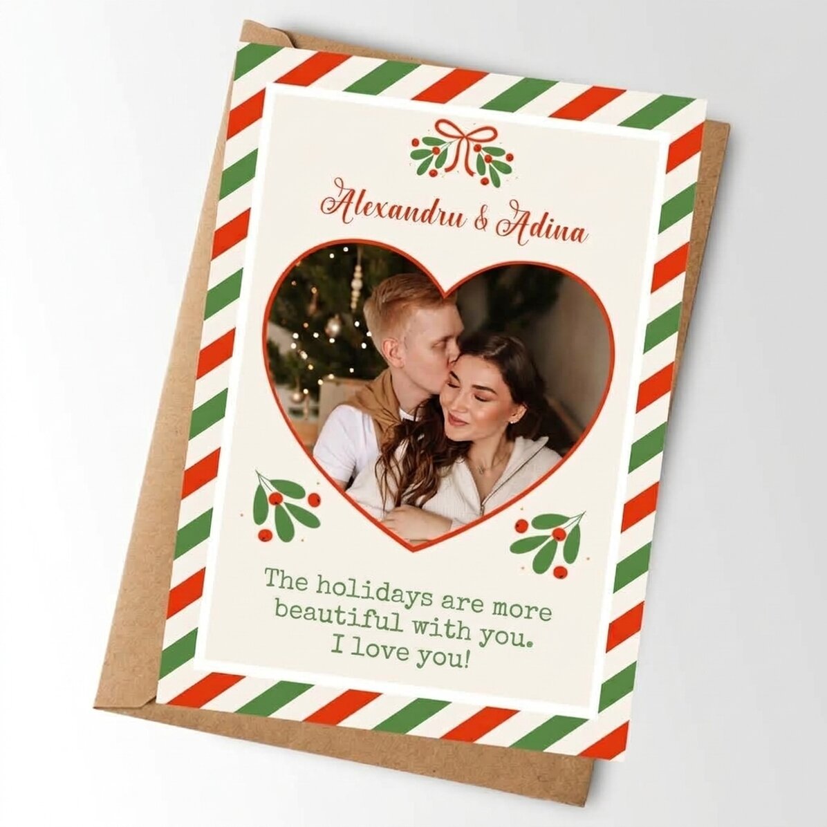 Gepersonaliseerde kaart met foto en boodschap - Kerstmis