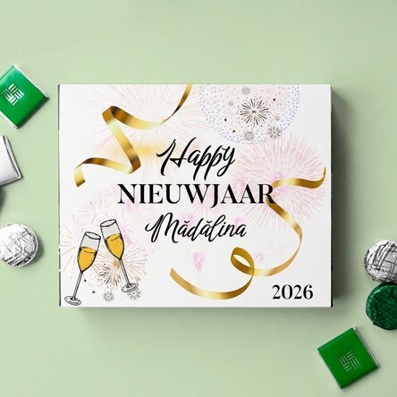 Gepersonaliseerd bonbondoosje met tekst - Gelukkig nieuwjaar