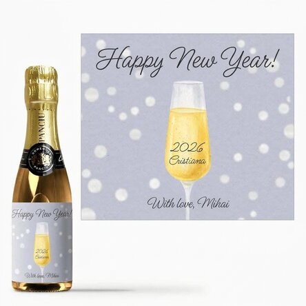 Mini-flesje mousserende wijn, gepersonaliseerd met tekst - Champagne Glass