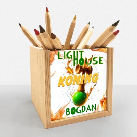 Gepersonaliseerde potloodhouder met tekst - Lighthouse King