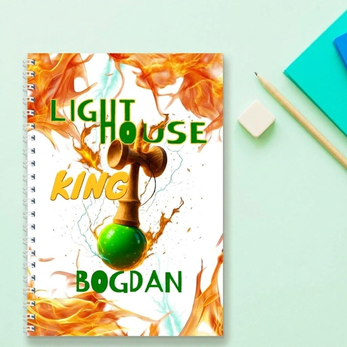 Gepersonaliseerde notitieboekjes met tekst - Lighthouse King