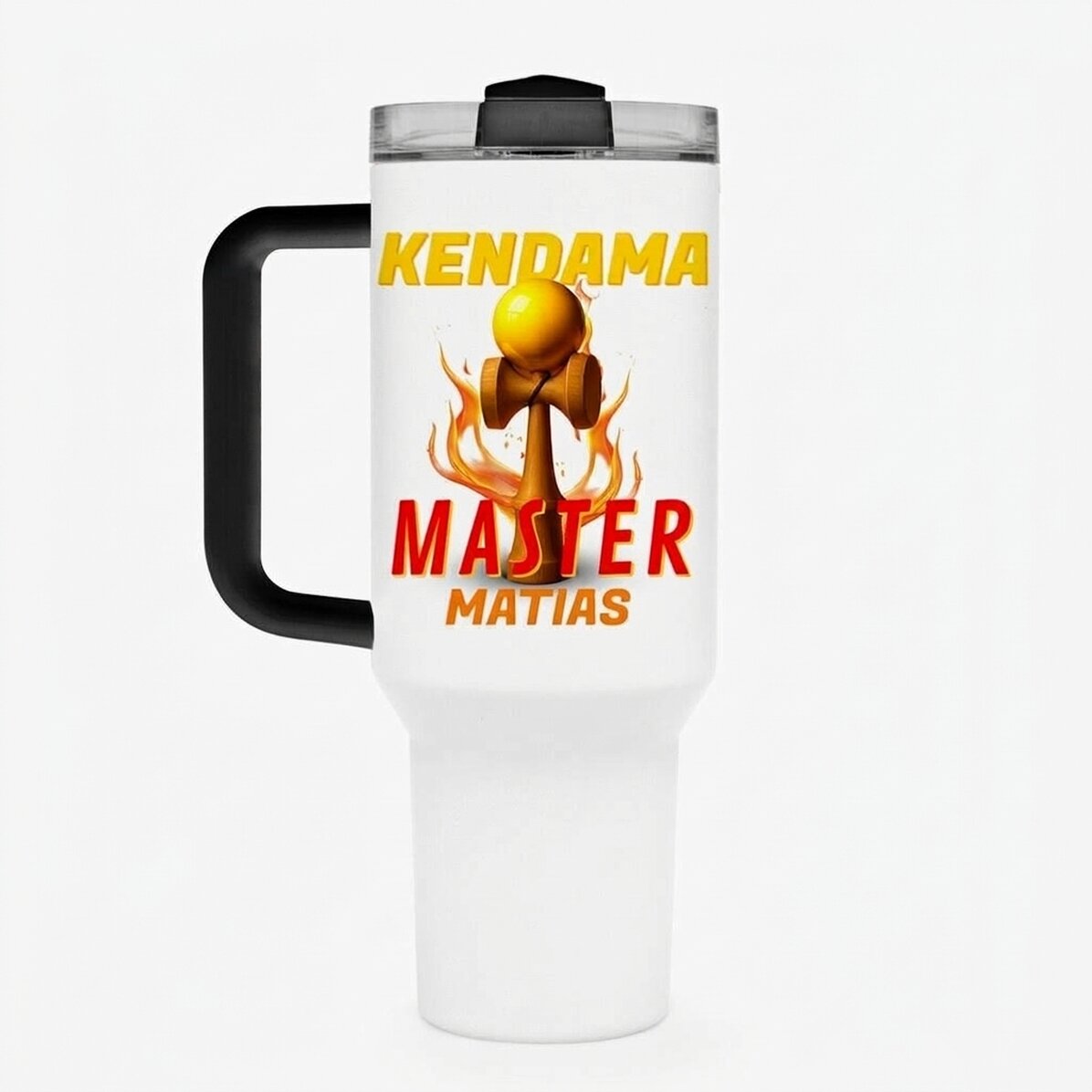 Thermosbeker met handvat en rietje, gepersonaliseerd met naam - Kendama Master