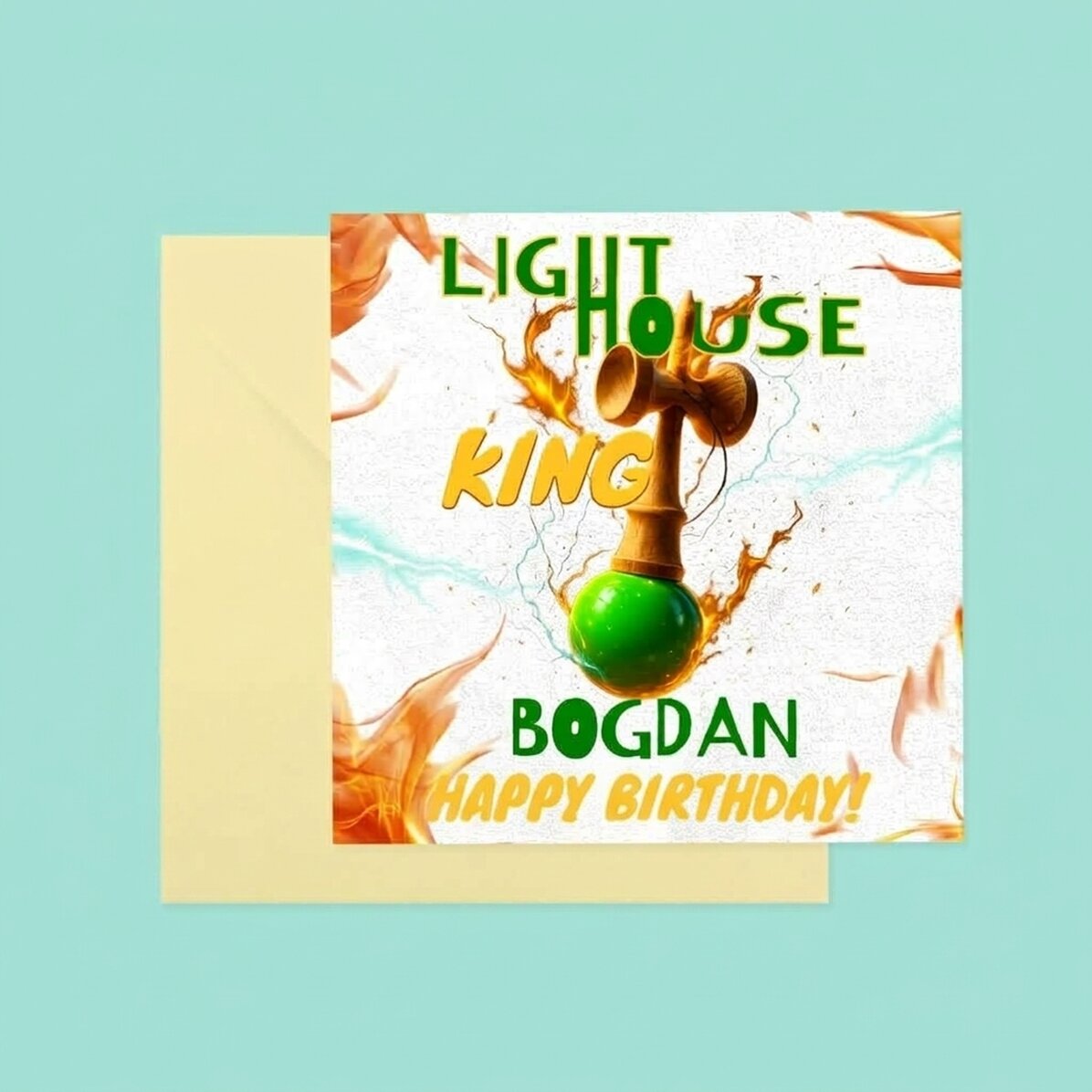 Gepersonaliseerde vierkante kaart met tekst - Lighthouse King