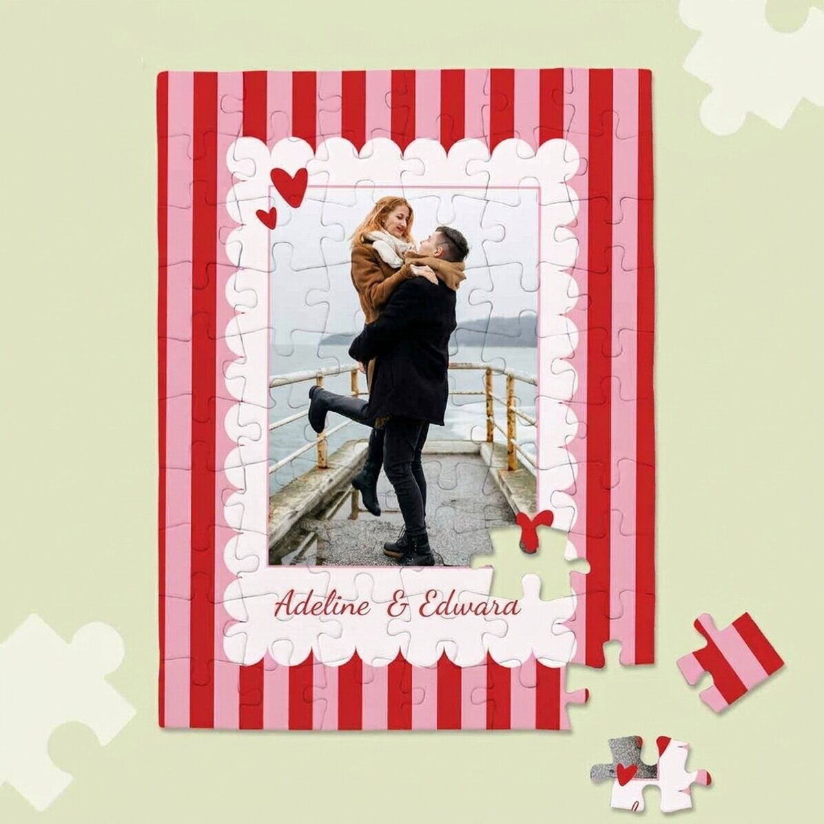 Gepersonaliseerde puzzel met foto en tekst - Love