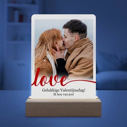 Gepersonaliseerde LED-nachtlamp met een foto en een boodschap - Love