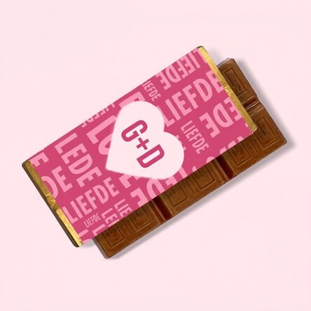 Gepersonaliseerde mini-chocoladereep met initialen - Hart