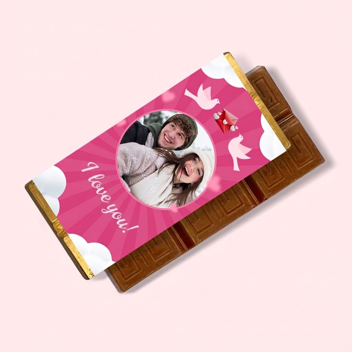 Gepersonaliseerde mini-chocoladereep met foto en boodschap - Liefde