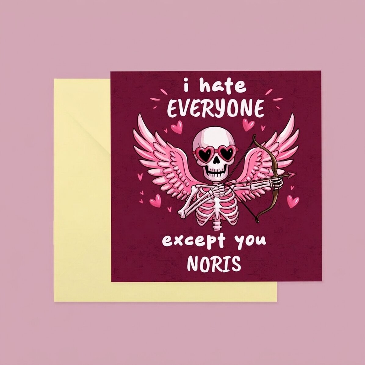Gepersonaliseerde vierkante kaart met tekst - Hate everyone