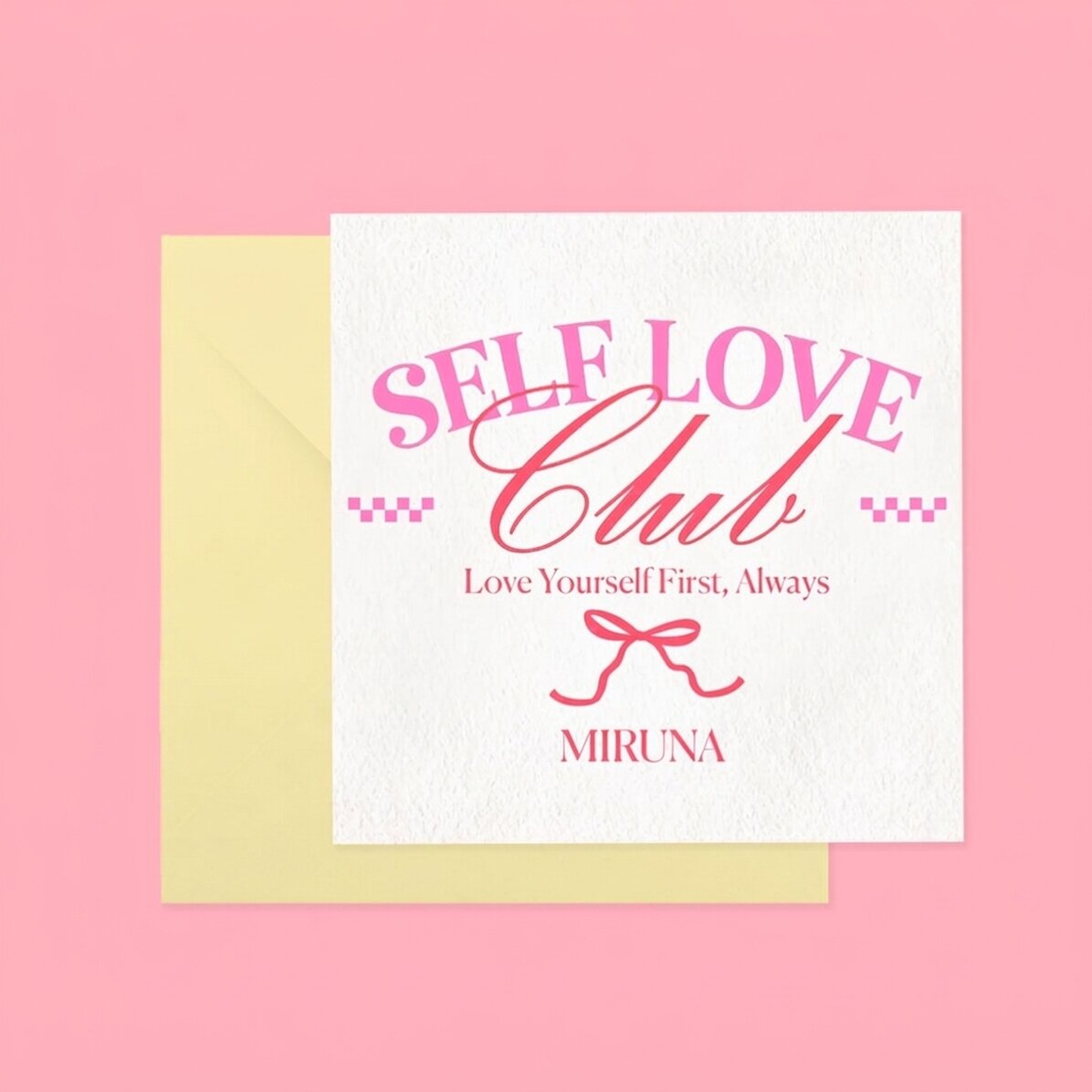 Gepersonaliseerde vierkante kaart met tekst - Self Love Club