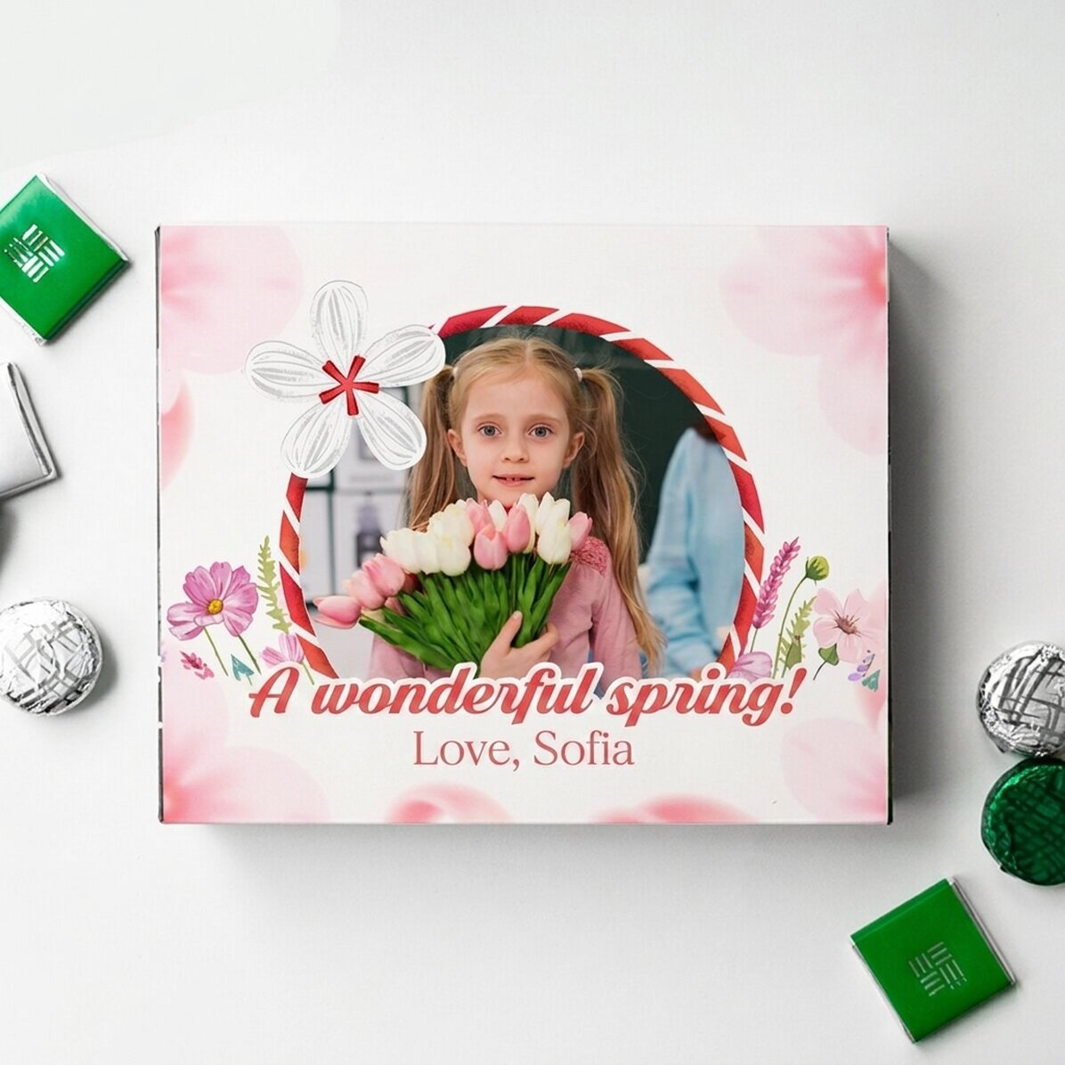 Gepersonaliseerd bonbonnière met foto en lief bericht