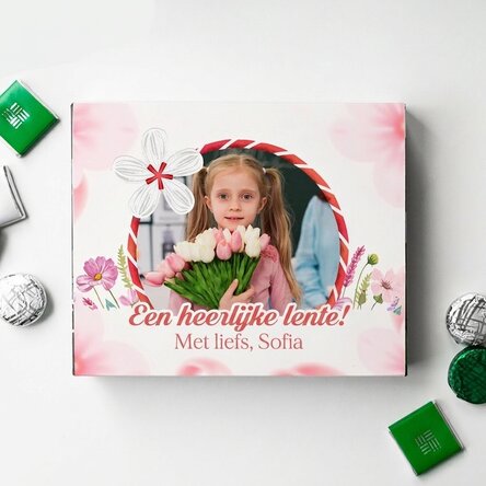 Gepersonaliseerd bonbonnière met foto en lief bericht
