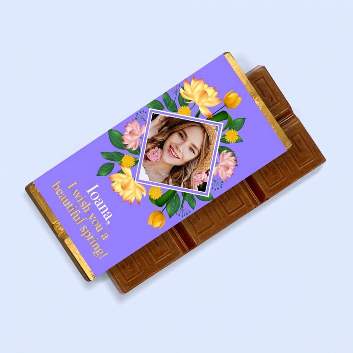 Gepersonaliseerde mini-chocoladereep met boodschap en foto - Mooie lente