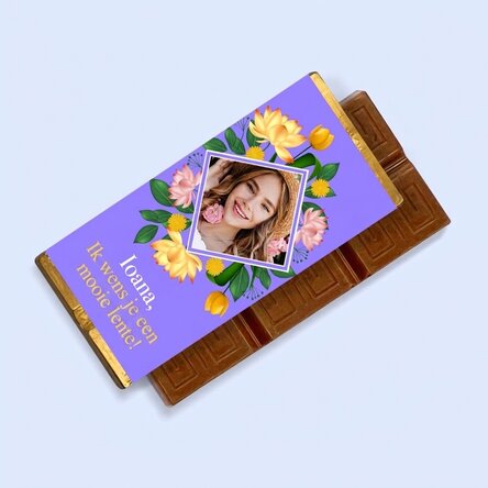 Gepersonaliseerde mini-chocoladereep met boodschap en foto - Mooie lente