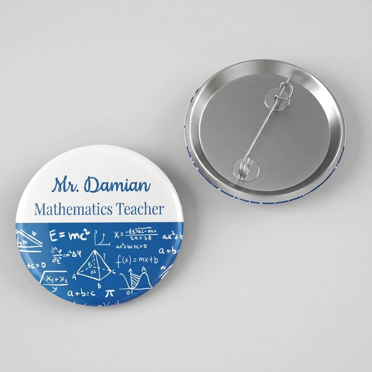 Gepersonaliseerde button met tekst - Wiskundeleraar