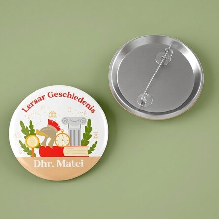 Gepersonaliseerde button met tekst - Docent geschiedenis