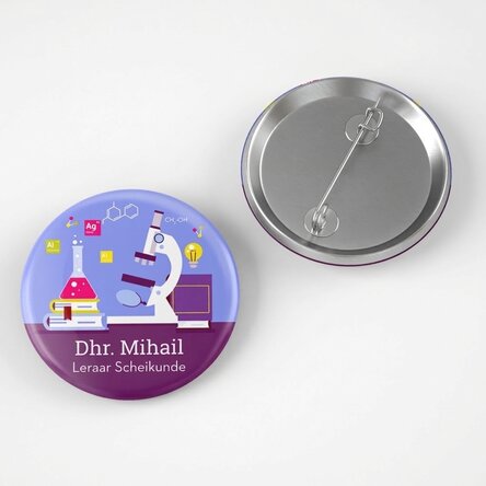 Gepersonaliseerde button met tekst - Docent scheikunde