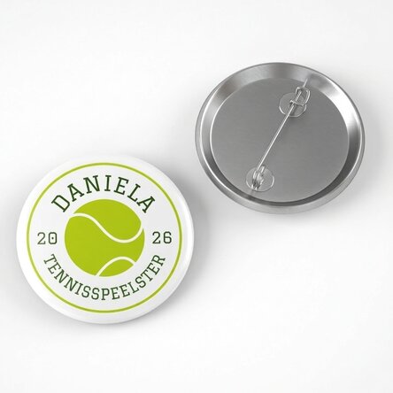 Gepersonaliseerde button met tekst - Tennis