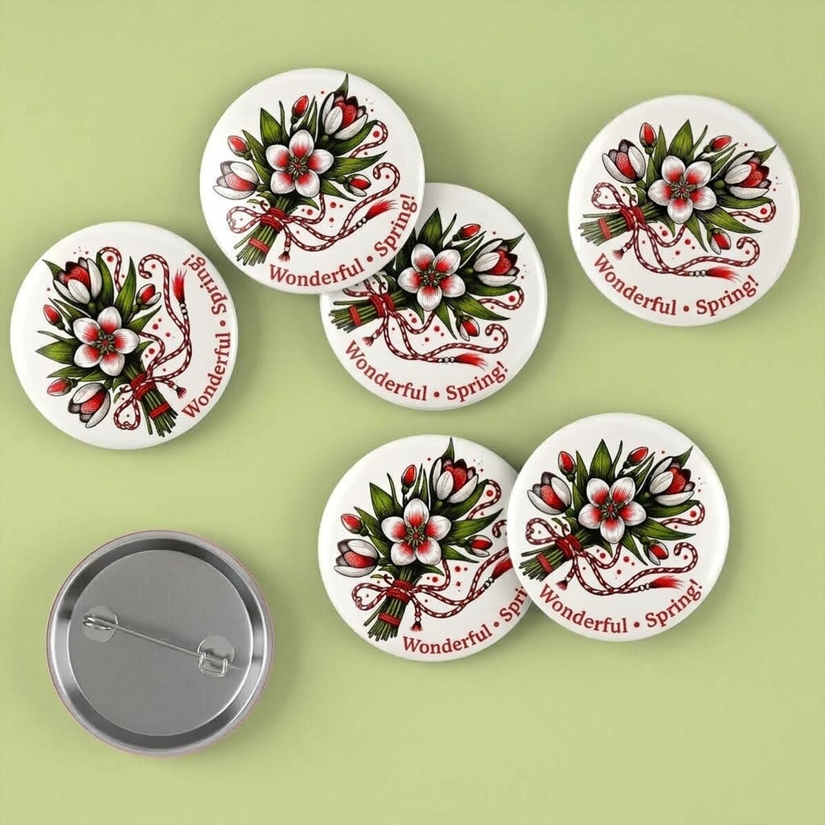 Set van 6 buttons - Heerlijke lente!