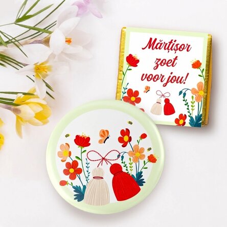 Martisor-cadeauset met mini-chocolade en een speldje