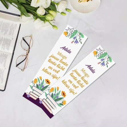 Gepersonaliseerde boekenlegger met boodschap - Lente