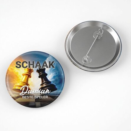 Gepersonaliseerde button met tekst - Schaakspeler
