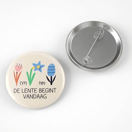 Gepersonaliseerde button met tekst - Het begin van de lente