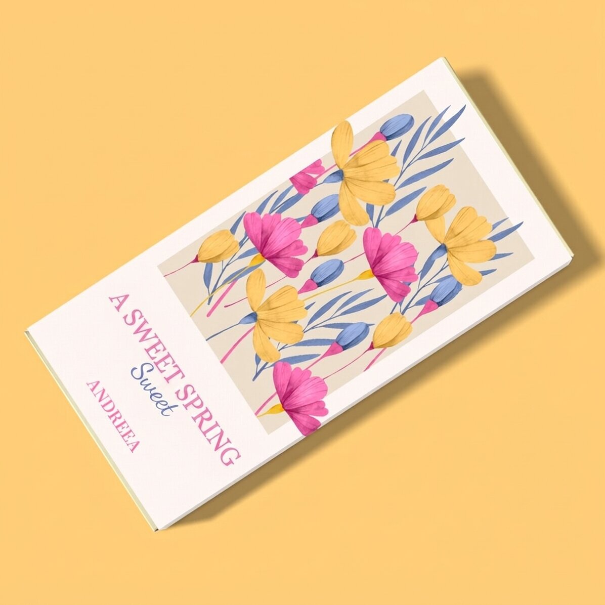 Chocolade met gepersonaliseerde tekst - Lentebloemen