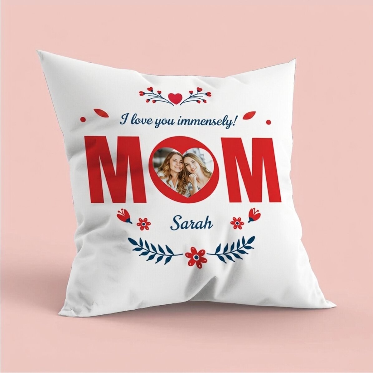 Gepersonaliseerd kussen met foto en boodschap - Mama