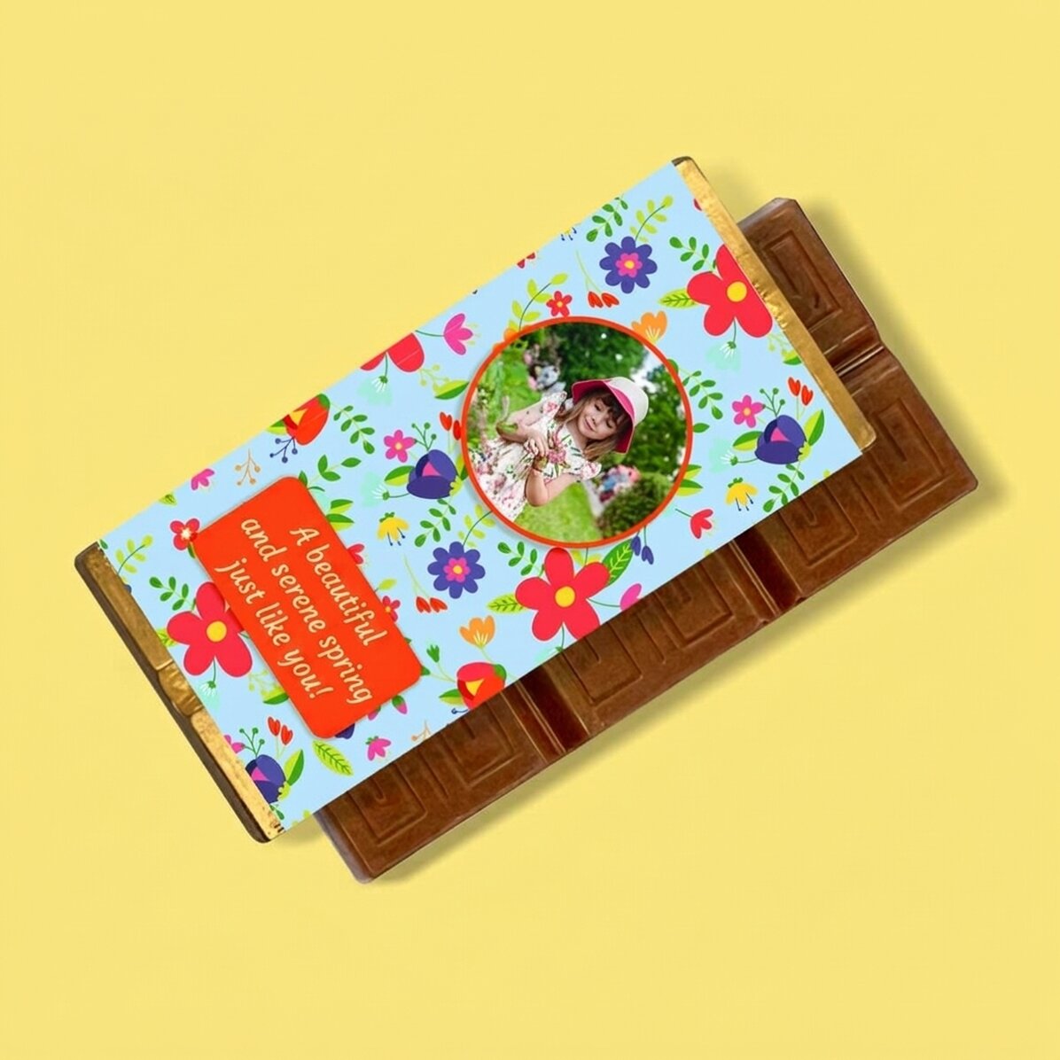 Gepersonaliseerde mini-chocoladereep met boodschap en foto - Pretty flowers
