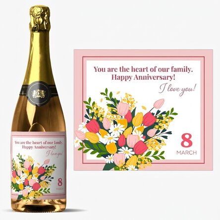 Personalised sparkling wine with text - Flowers