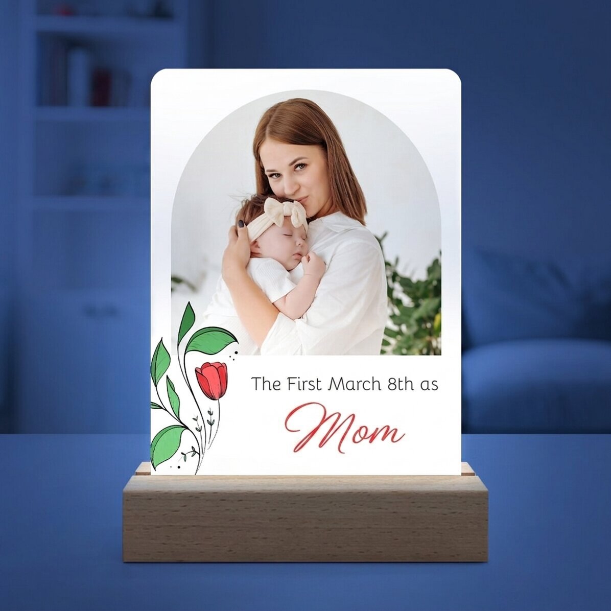 Gepersonaliseerde LED-nachtlamp met een foto en tekst - Een dierbare herinnering