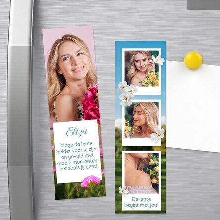 Set van 2 gepersonaliseerde magneten met foto's en tekst - Lente